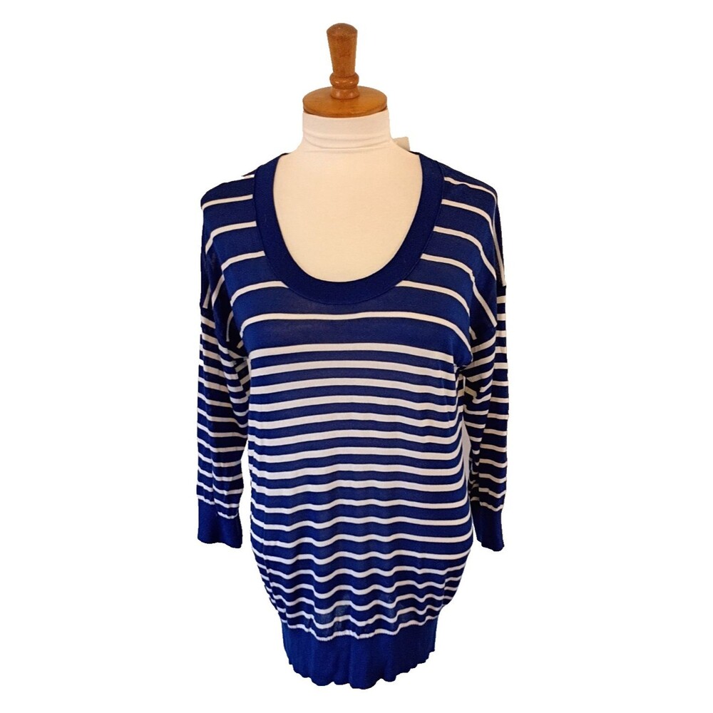 Banana Republic Women's Navy/White Striped Sweater Size Large NEW